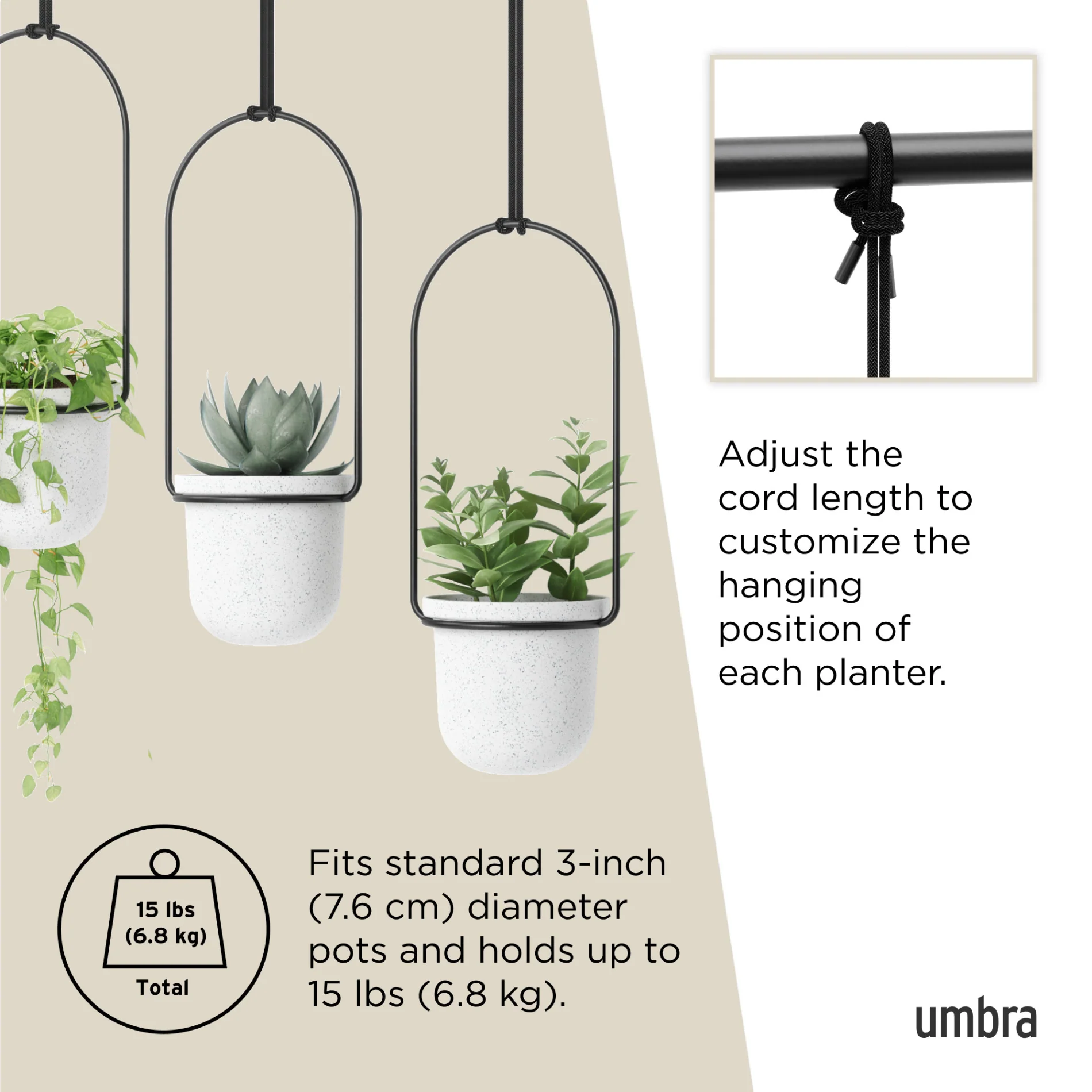 Triflora Hanging Planters, Set of 3 - Image 7