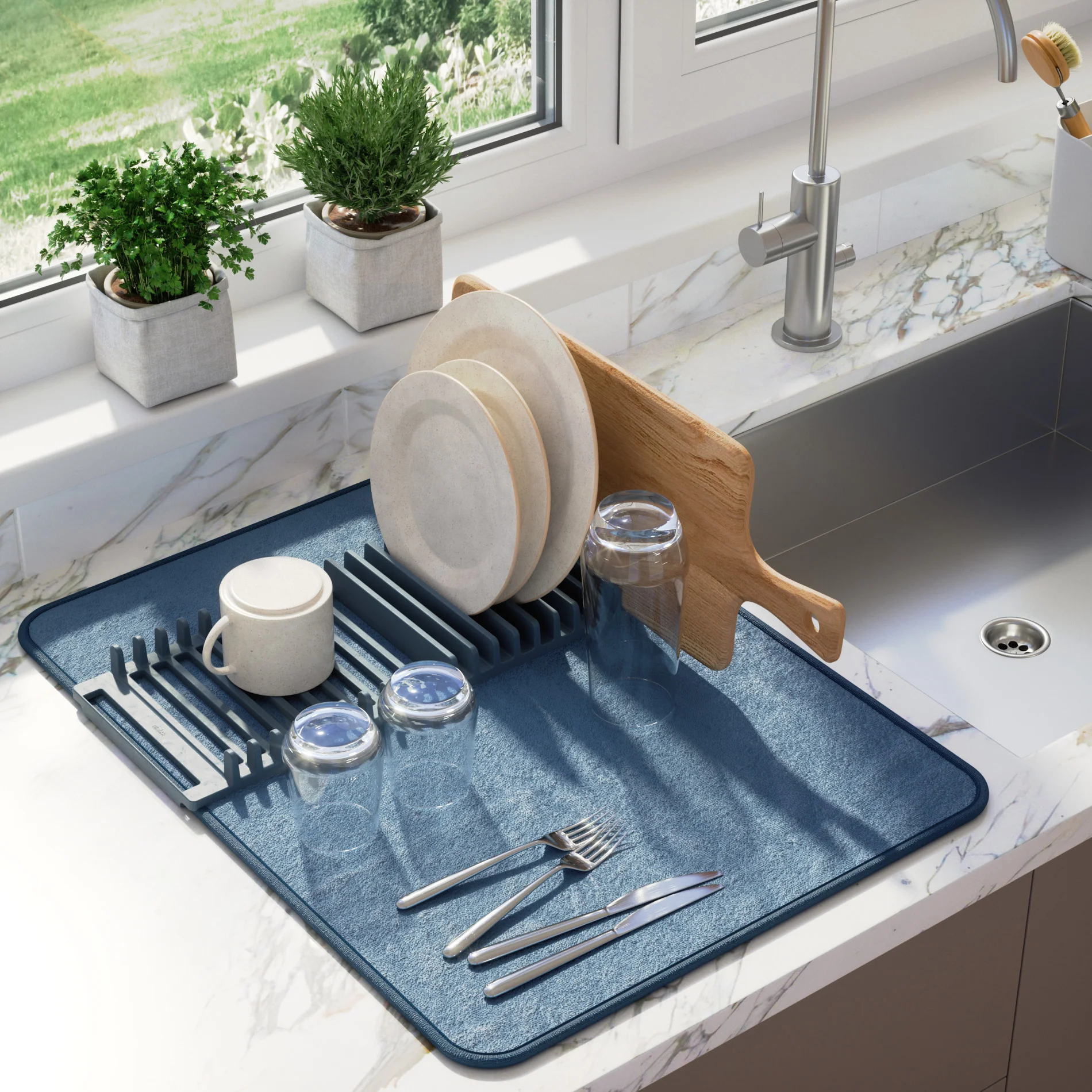 UDry Dish Drying Rack with Mat - Image 12