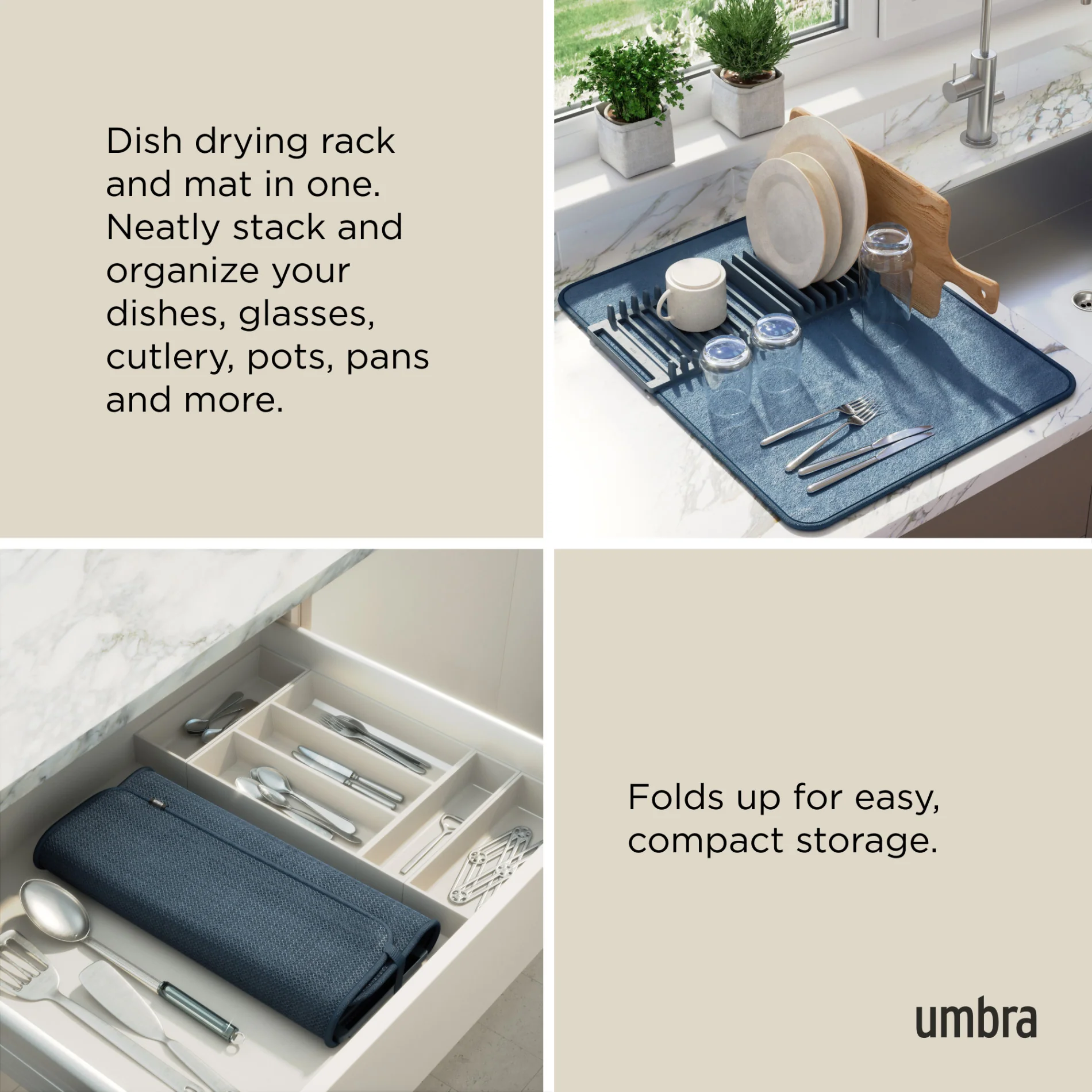 UDry Dish Drying Rack with Mat - Image 16