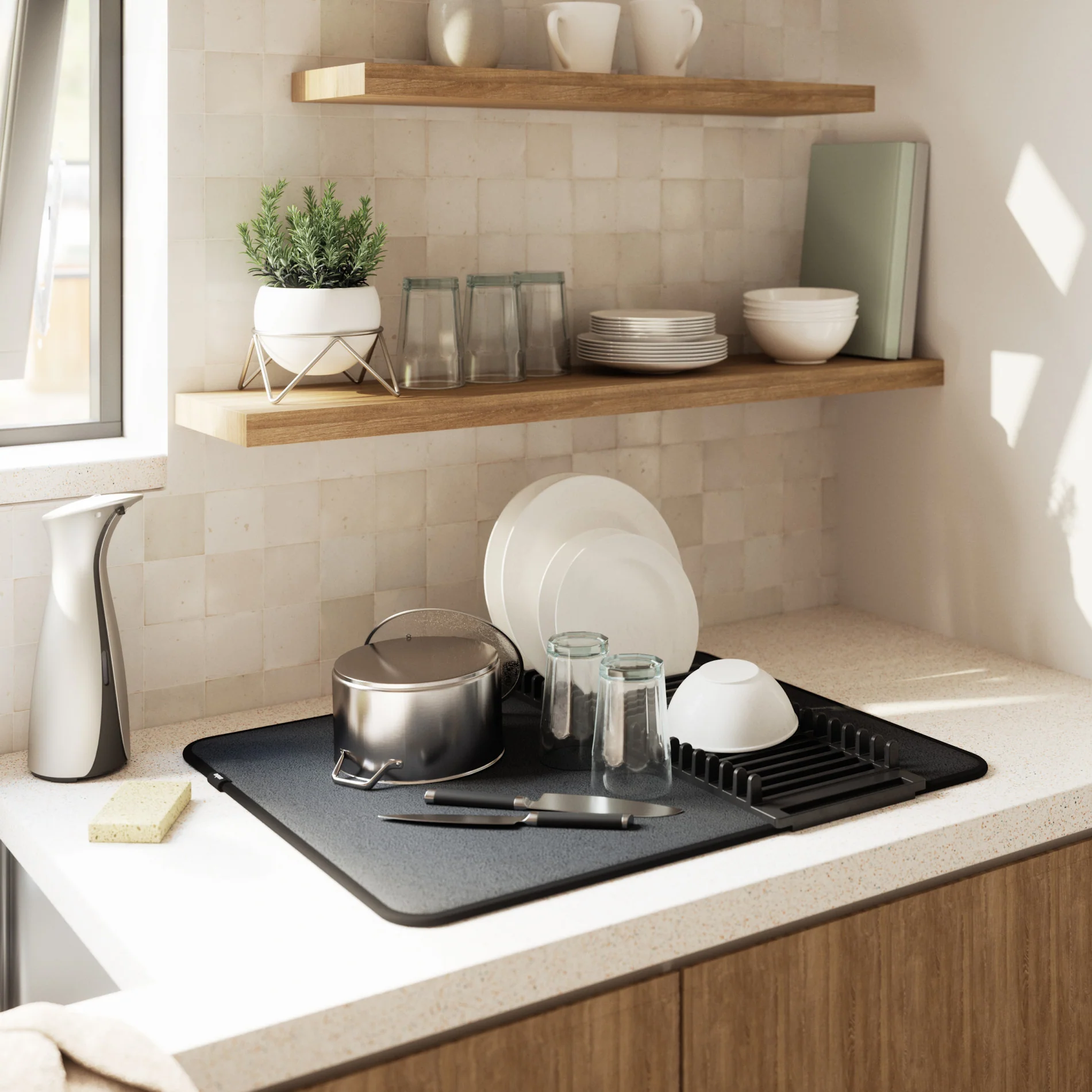 UDry Dish Drying Rack with Mat - Image 31