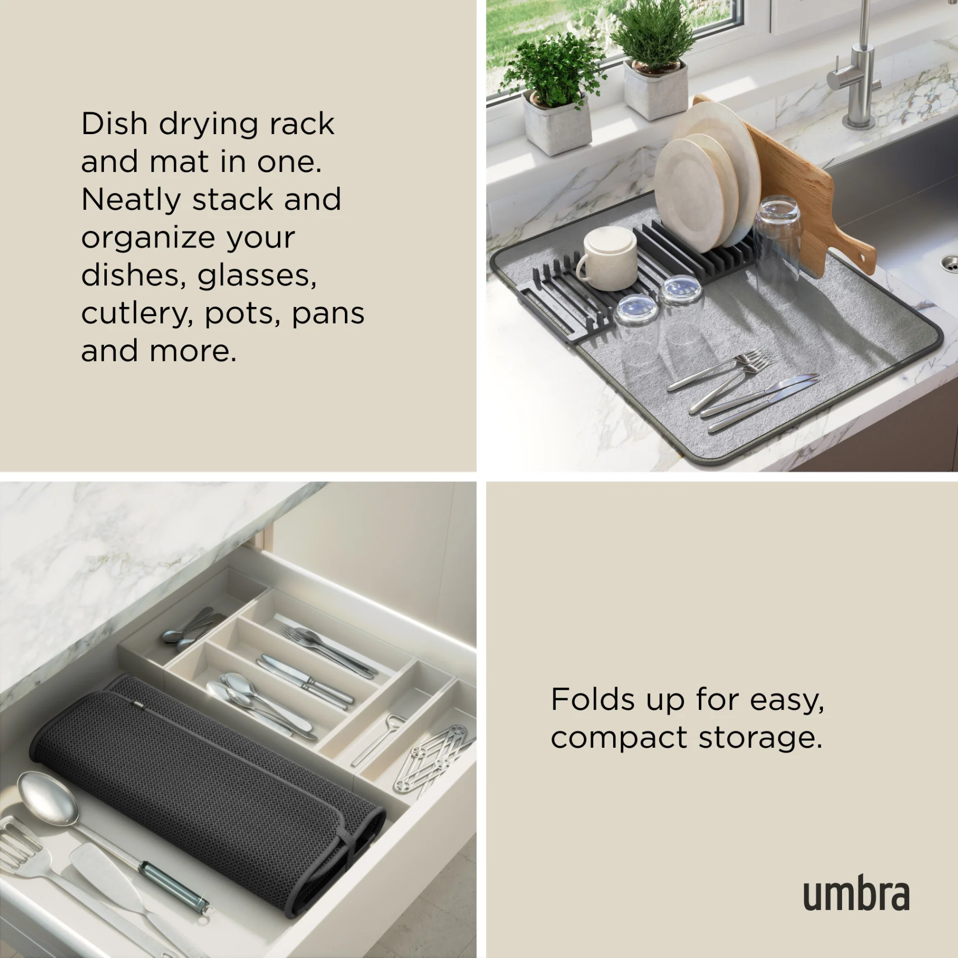 UDry Dish Drying Rack with Mat - Image 6