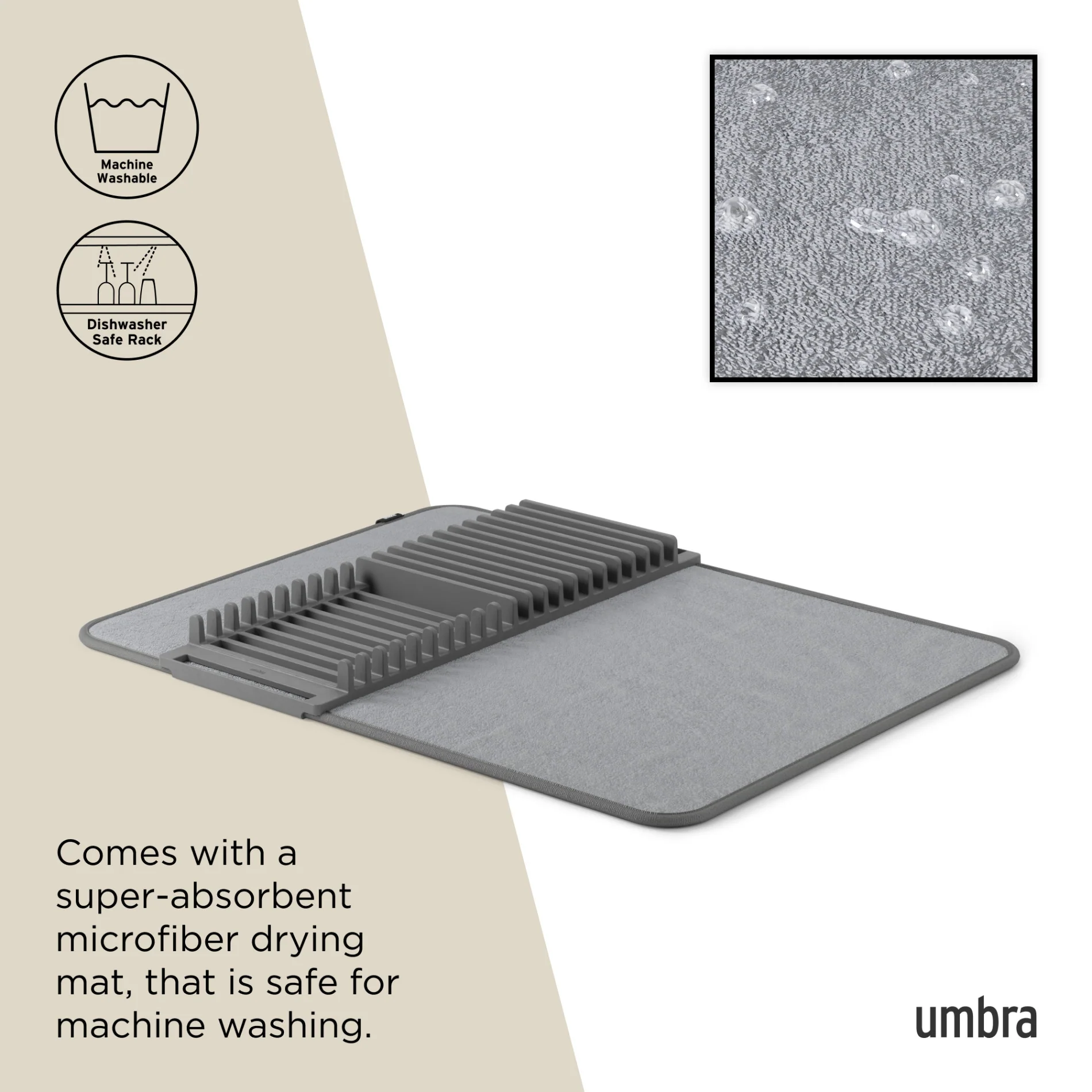 UDry Dish Drying Rack with Mat - Image 7